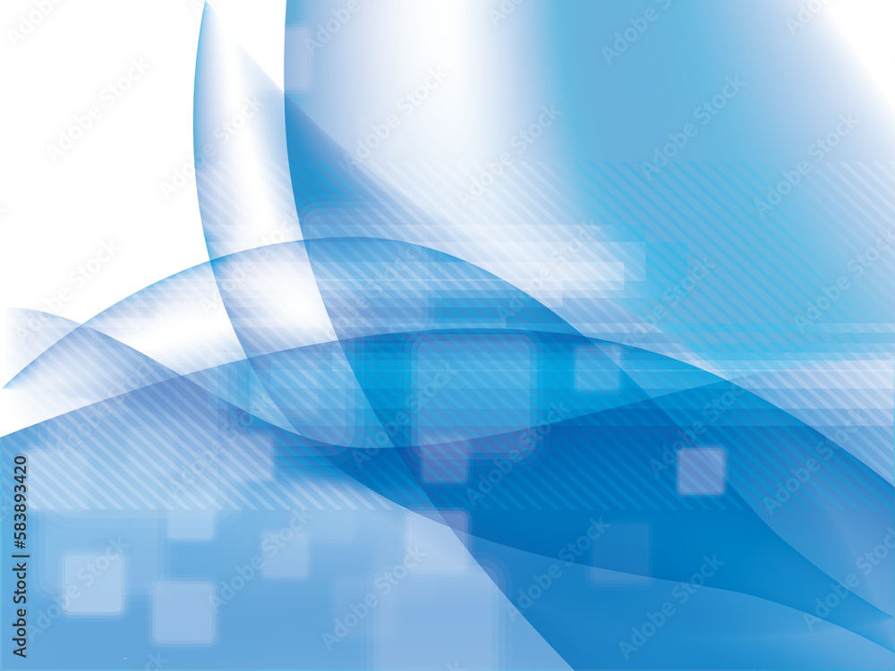 Poster blue abstract background with curves, blurred elements, lines and other design elements. vector illu