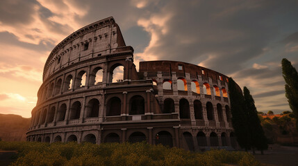 The Colosseum in Rome, Italy. Travel and tourism concept. Generative Ai