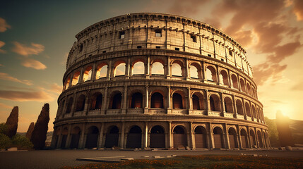 The Colosseum in Rome, Italy. Travel and tourism concept. Generative Ai - obrazy, fototapety, plakaty