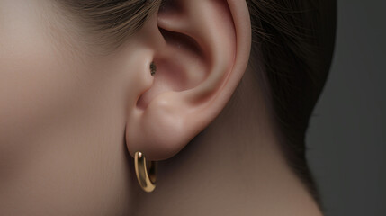 Closeup of female ear with a earring. Generative Ai