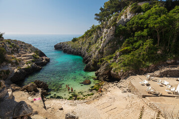 Cala dell Acquaviva beach and rocky cove, Castro, Lecce Province, Puglia