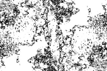 Distressed overlay texture of rusted peeled metal. Abstract grunge halftone illustration on transparent background.