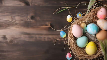 Fototapeta na wymiar Easter Themed Background Image with copy space | Easter egg | Easter Bunny