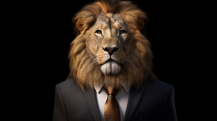 Lion in a suit and tie. Generative Ai