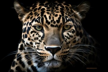 Fototapeta na wymiar portrait of a leopard, generative AI