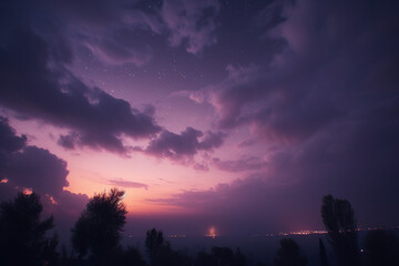 Fototapeta premium aesthetic purple sky background landscape Generative AI
