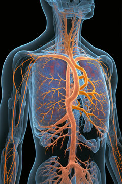 Digestive and circulatory system of female body. Generative ai