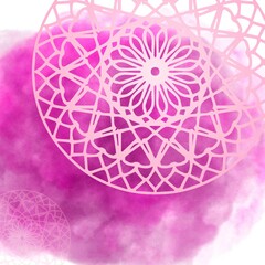 Colorful watercolor mandala on vintage round pattern. Hand-drawn abstract background for decoration. Isolated design for t-shirts, wedding cards, tattoos, and invitations.