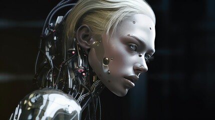 super high detail robotic female, generative AI
