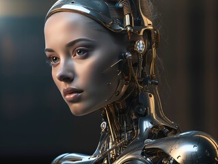 beautiful high detail robot woman, generative AI