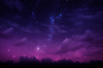 aesthetic purple sky stars background landscape Generative AI