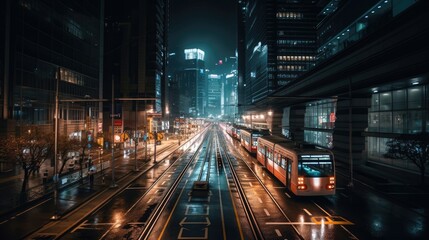 Fototapeta na wymiar Long exposure photography city at night civilization Generative AI Illustration