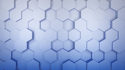 Hexagonal background with blue hexagons, abstract futuristic geometric backdrop or wallpaper with copy space for text