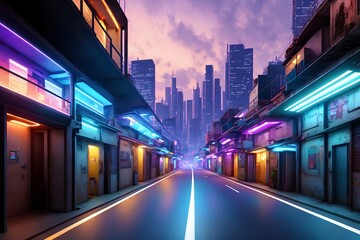 futuristic modern future street slum city, generative art by A.I.