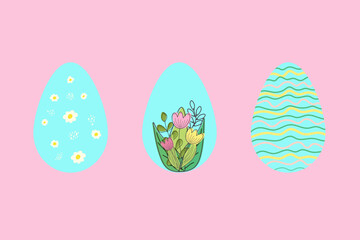 Easter eggs in pastel colors. Happy Easter banner, poster, vector.