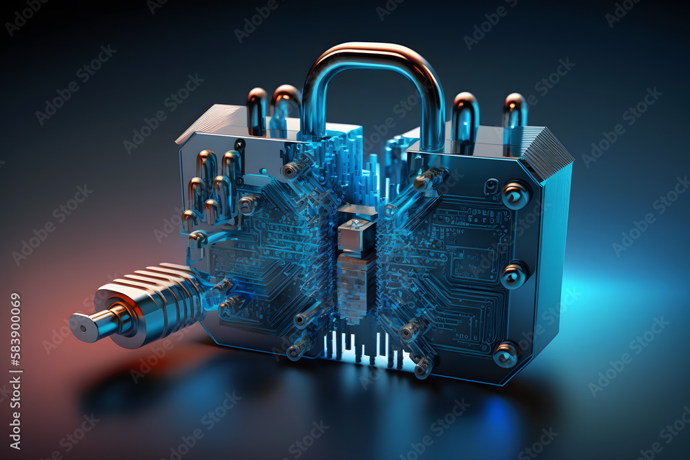 Poster padlock with keyhole icon in personal data security illustrates cyber data or information privacy id