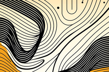 Abstract line art background, hand drawn scribble curve lines style background with Generative AI technology