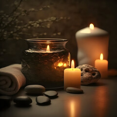 Beauty spa treatment with candles.ai generative