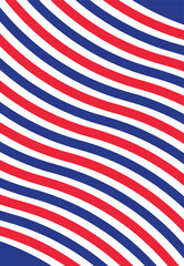 Obraz premium tilted diagonal curved moving seamless wavy pattern France flag color blue white red template lines vector illustration