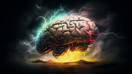 Brainstorming - storm in the brain - colorful ideas - creativity - comic art