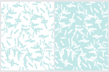 Abstract Hand Drawn Geometric Vector Patterns. Brush Chaotic Lines Isolated on a Pastel Blue and White Background. Irregular Geometric Repeatable Vector Print ideal for Fabric, Wrapping Paper.