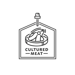 Lab grown meat sign. Editable vector illustration