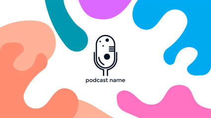 ABSTRACT TEMPLATE PODCAST MICROPHONE FLAT COLOR LIQUID DESIGN BACKGROUND VECTOR. GOOD FOR COVER DESIGN, BANNER, WEB,SOCIAL MEDIA
