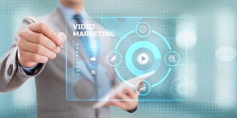 Video marketing social media advertising advertisement strategy business concept.