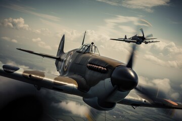 WW2 airplane - spitfire - Created with Generative ai