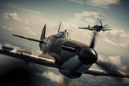 WW2 airplane - spitfire - Created with Generative ai