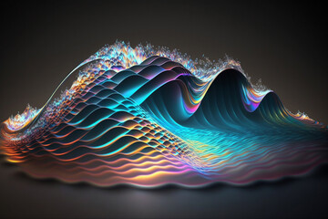 Colourful holographic wave, Generative AI