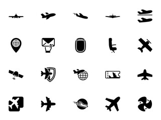 Simple vector icon on a theme airplane