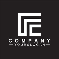 Alphabet letters monogram logo CF,FC,C and F, elegant and Professional white color letter icon design on black background.