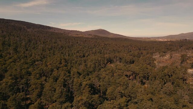 Aerial view of the region of Navacerrada in Madrid