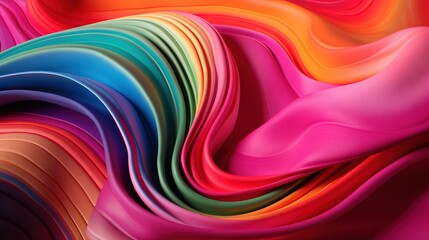 Fototapeta premium LGBT flag wallpaper. Waves of the color of the rainbow. Abstract background generative ai