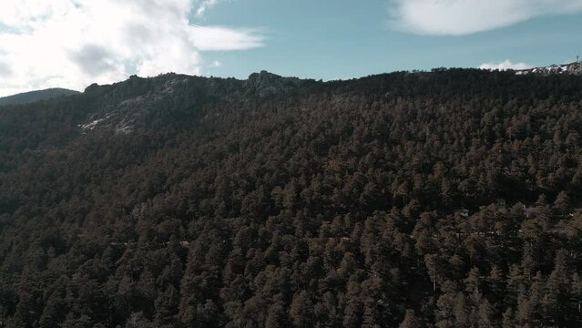 Aerial view of the region of Navacerrada in Madrid