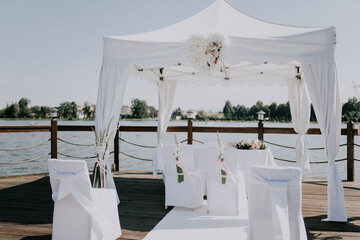 white decoration on the marina, outdoor wedding decoration  © Image-Love