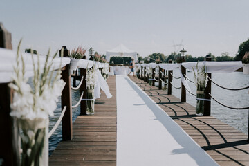 white carpet on the marina, outdoor wedding decoration  © Image-Love