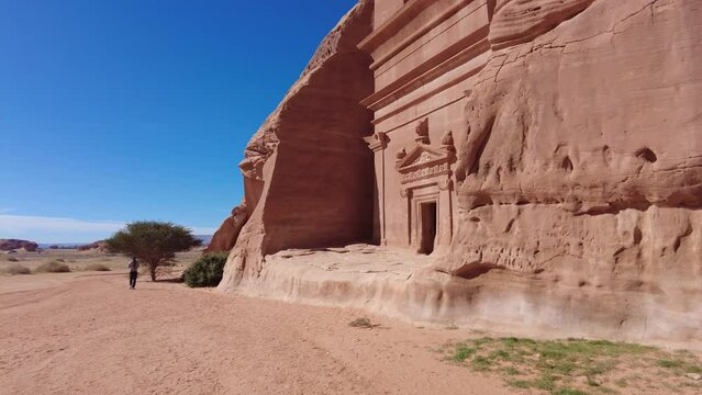 Al Ula - Saudi Arabia: The famous tombs of the Nabatean civilization, Al-Ula being their second largest city after Petra, at the Madain Saleh site in the Saudi desert. 