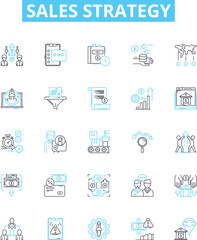 Sales strategy vector line icons set. Marketing, Retention, Customer, Acquisition, Lead, Product, Conversion illustration outline concept symbols and signs