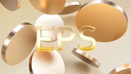 EPS text 3d, Earnings Per Share, 一株当たり純利益のアブストラクトなコンセプトイメージ背景