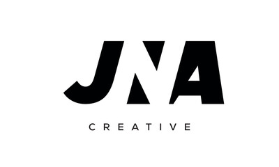 JNA letters negative space logo design. creative typography monogram vector	
