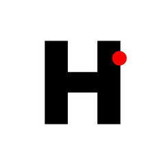 Obraz premium H letter with red dot company monogram. H icon.