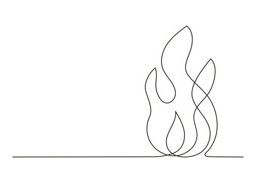 recommend clip art: Fire continuous single art line drawing. Flame shape, bonfire, gas icon. Vector illustration