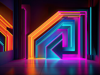 Background with colored glowing lines, neons, Generative AI