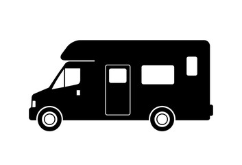 Camper van vector icon on white background