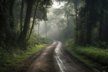 road through the jungle - Created with Generative ai