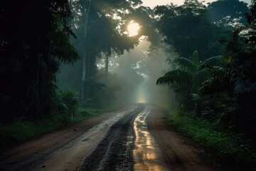 road through the jungle - Created with Generative ai