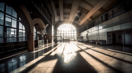 Fototapeta premium Empty Airport - Created with Generative ai 
