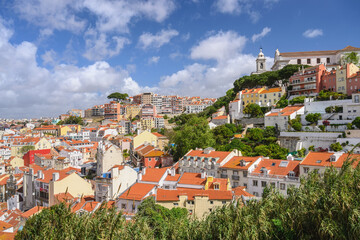 Obraz premium Lisbon Portugal, aerial view city skyline at Lisbon Baixa district